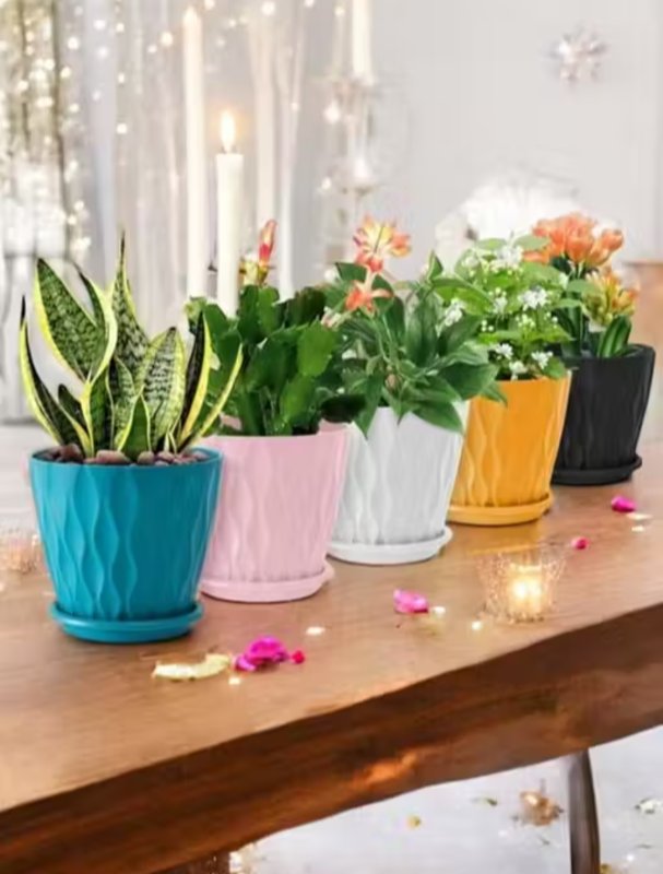 Pack of 5 Round Flower Pots