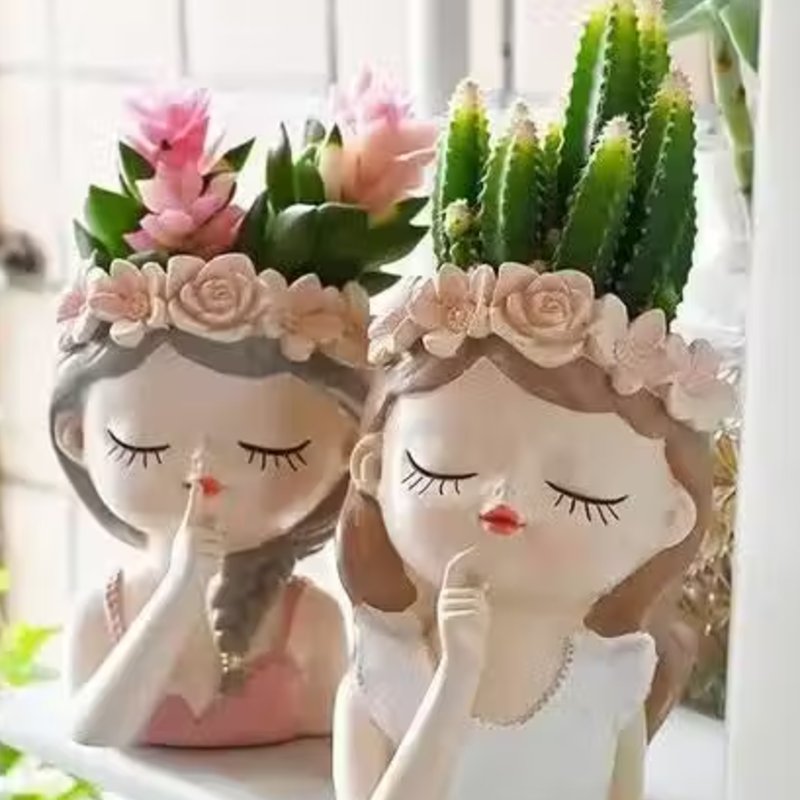 Resin Head Planter - Set of 2